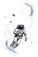 astronaut surrounded in neubules galaxy filled tattoo design idea