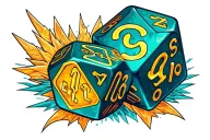 d20 dice with Chicago Illinois intertwined tattoo design idea