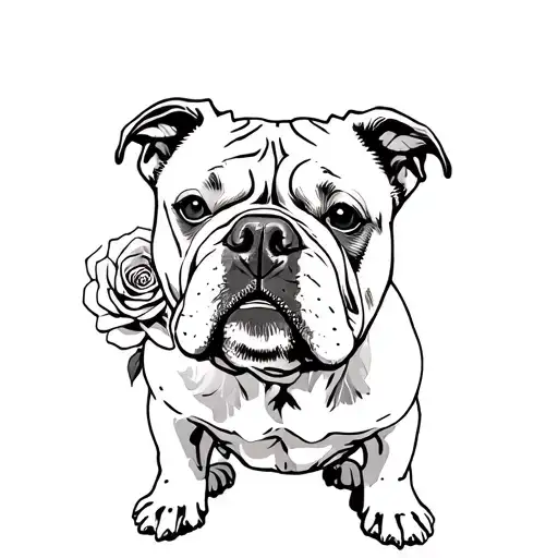American Bully with roses tattoo design idea