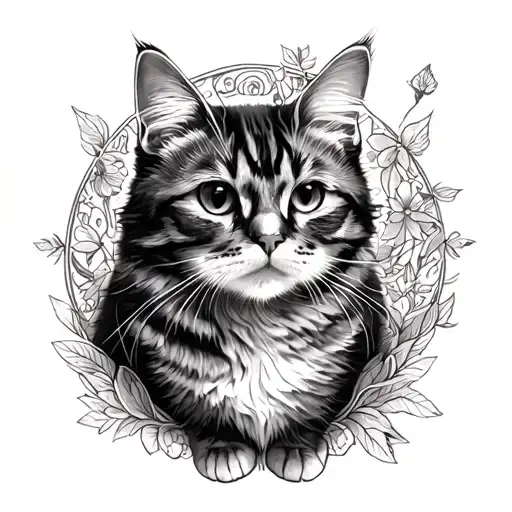 Cat Alice in the land of wonder tattoo design idea