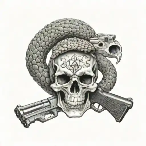 don't tread on me with guns without skull tattoo design idea