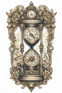 hourglass with steampunk clock surrounded tattoo design idea