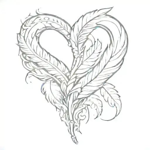 a feather, a heart, an initial “C” and the infinity sign. tattoo design idea