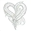 a feather, a heart, an initial “C” and the infinity sign. tattoo design idea