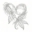 a feather, a heart, an initial “C” and the infinity sign. tattoo design idea