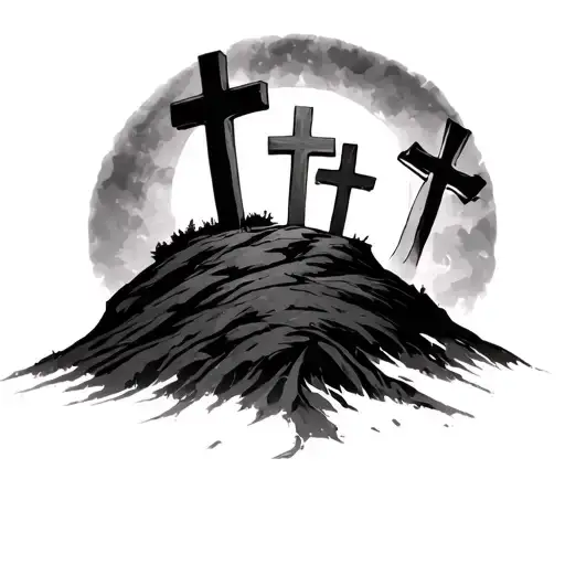 3 Crosses On A Hill tattoo design idea