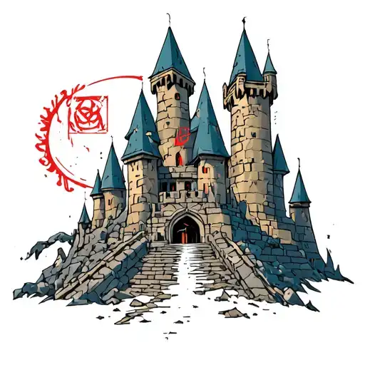ruined castles and fullmetal alchemist signs tattoo design idea