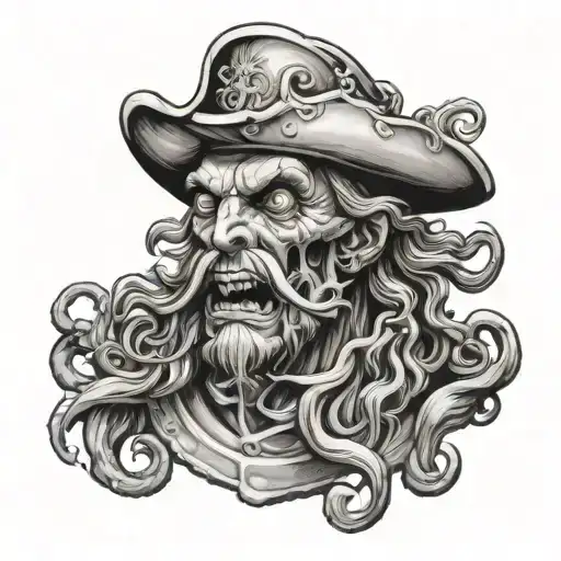 davey jones face tattoo design idea