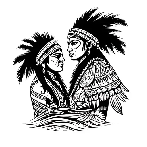 Polynesian style Indians traveling to Fiji islands tattoo design idea