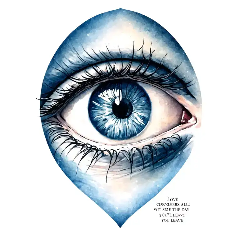 Love Conquers all seeing eye with seize the day you'll leave tattoo design idea