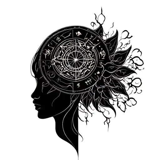 Zodiac Virgo jin jang tattoo design idea