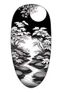 zen garden scene tattoo design idea