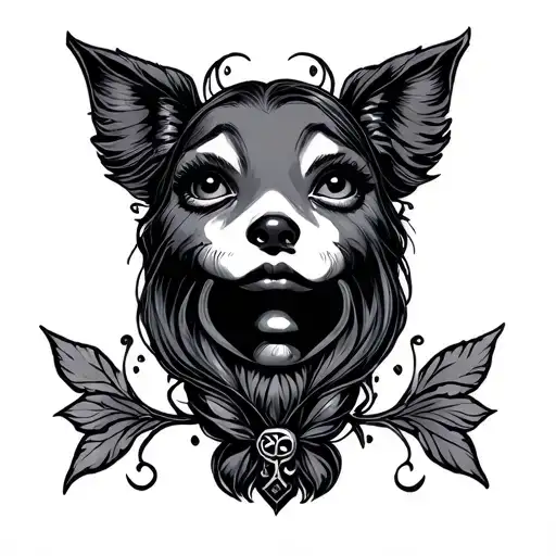 small femine cartoonish blavk rave tattoo design idea