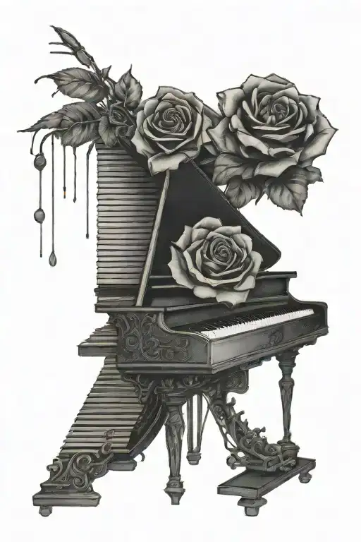 rose on grand piano  tattoo design idea