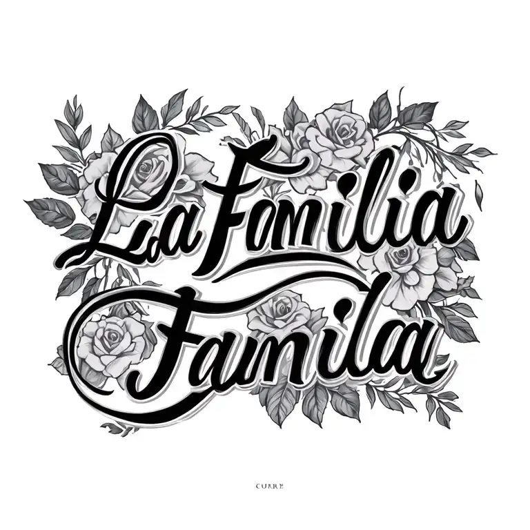 La Familia cursive letters tattoo design idea