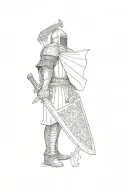 a medieval knight with an axe tattoo design idea