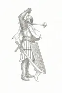 a medieval knight with an axe tattoo design idea