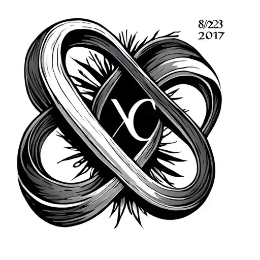 infinity tattoo with Roman numeral 8/23/2017 and a C and S initial inside the infinity tattoo tattoo design idea