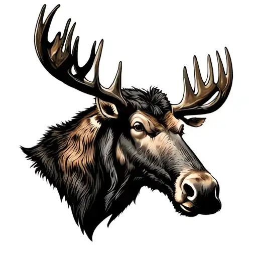 Moose head no background tattoo design idea