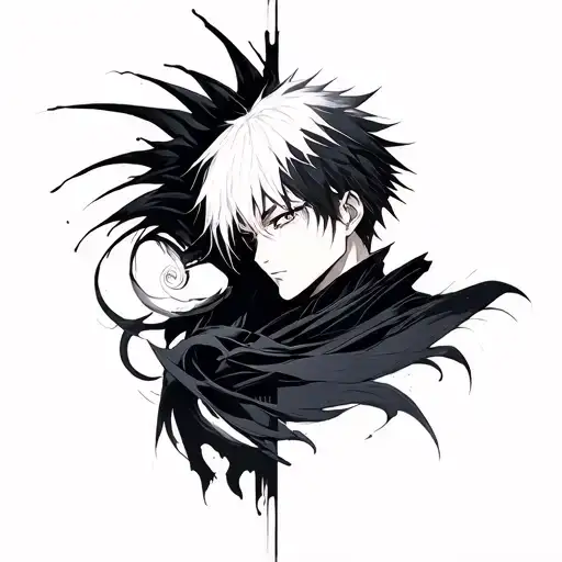 fusion between sauske uchiha and Ken kaneki into one character tattoo design idea