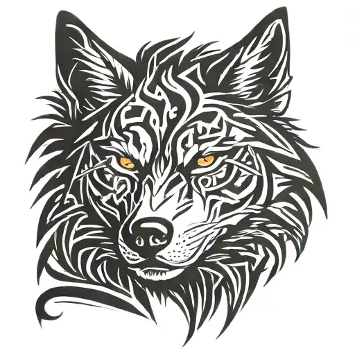 Angry wolf profile tattoo design idea