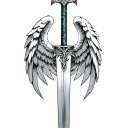 st michael sword one angel wing tattoo design idea