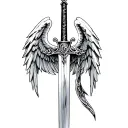 st michael sword one angel wing tattoo design idea
