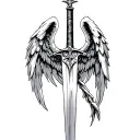 st michael sword one angel wing tattoo design idea