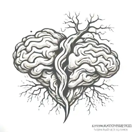 adhd brain vs heart tattoo design idea