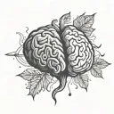 adhd brain vs heart tattoo design idea