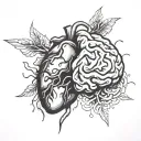 adhd brain vs heart tattoo design idea