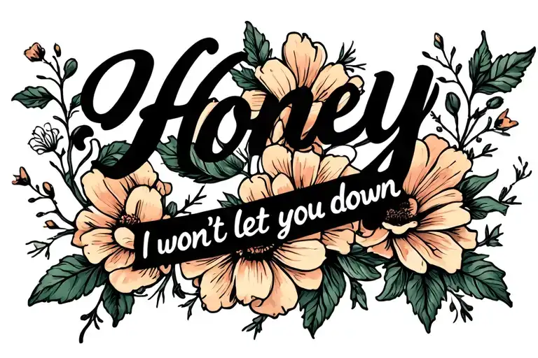 "Honey, I won’t let you down " flower intertwined tattoo design idea