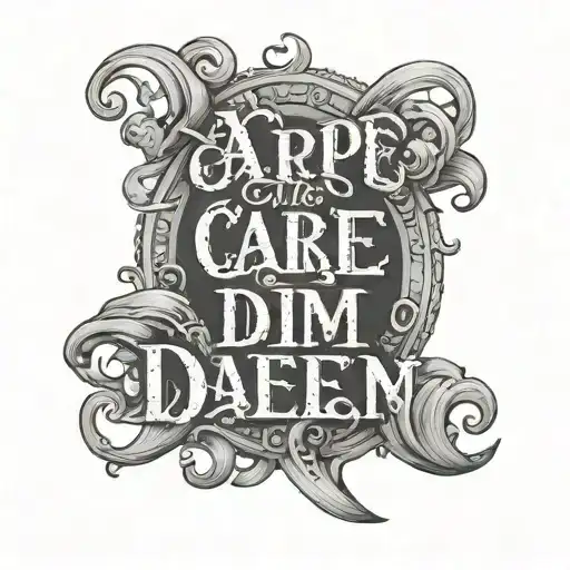 laurel reeve on the knee tattoo for a man with carpe diem spelled out in a cool font above on the thigh tattoo design idea