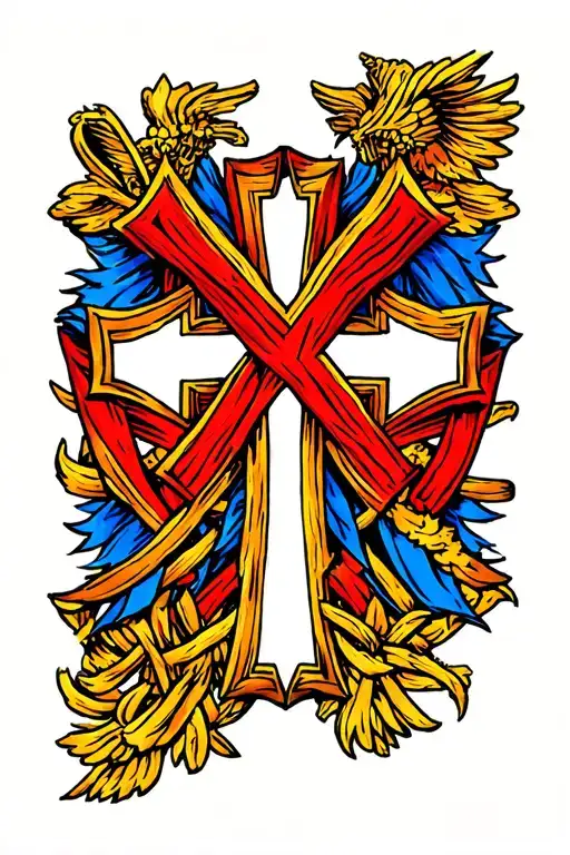 Saint Andrew's cross intertwined tattoo design idea