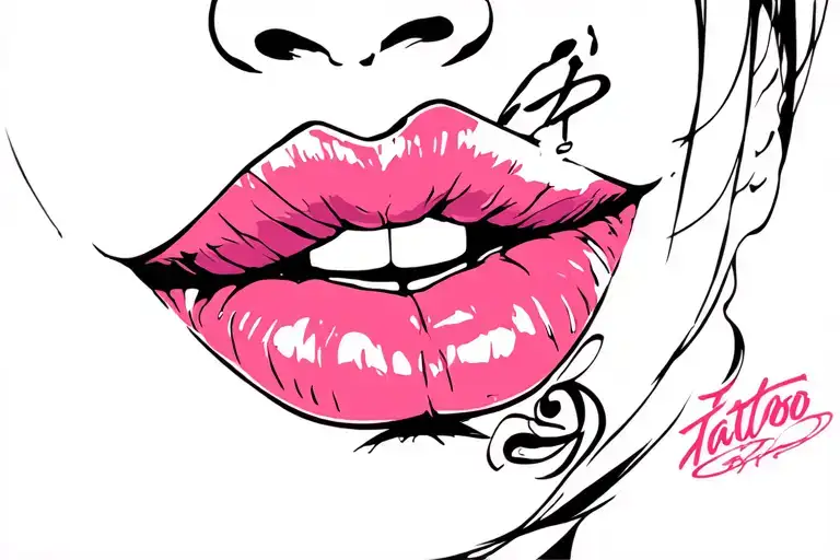 Lip tattoo design idea