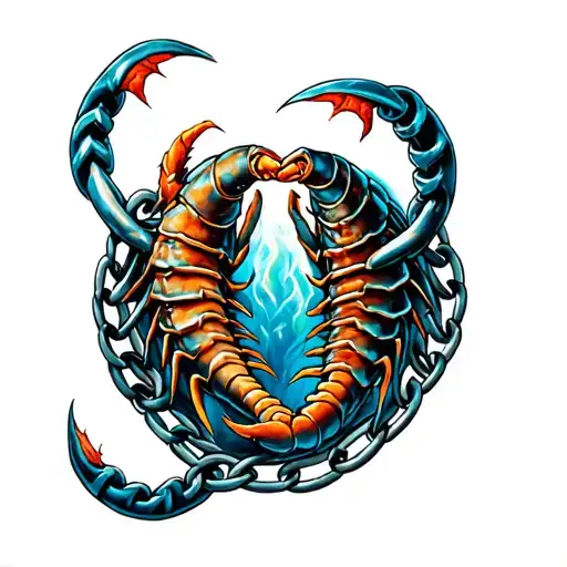 mortal kombat scorpions chain surrounded tattoo design idea