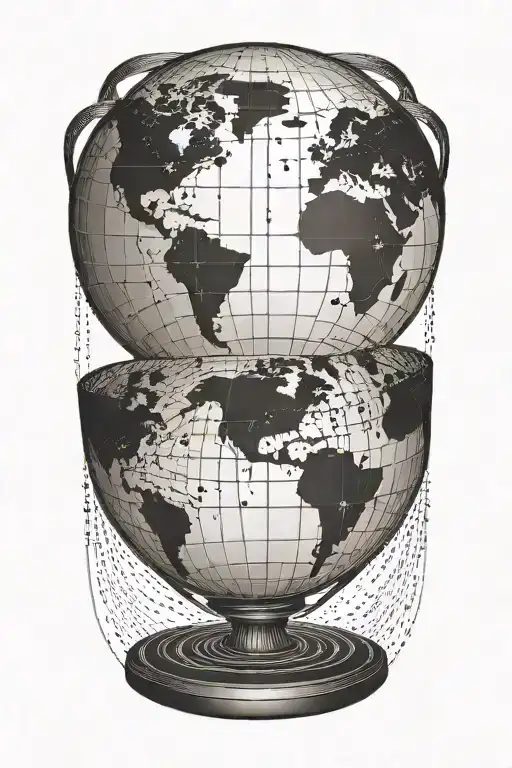 A globe with binary code wrapping around it, symbolizing travel and hacking tattoo design idea