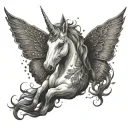 Unicorn with butterfly wings spread tattoo design idea