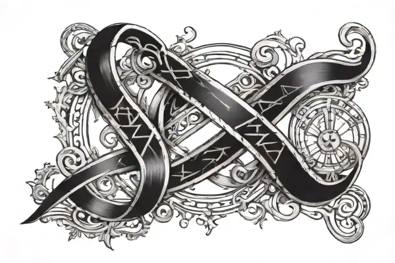 Roman numerals and infinity straight line tattoo design idea