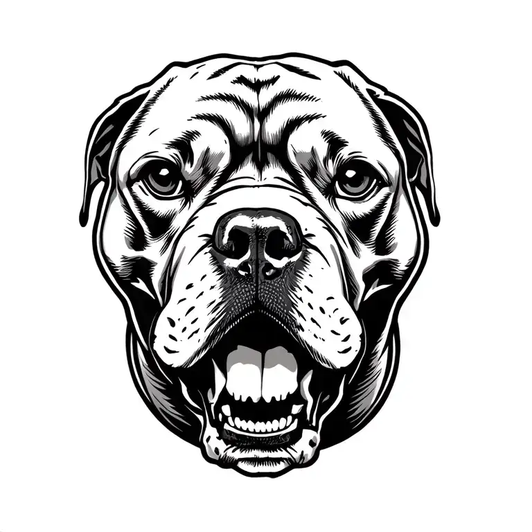 Pitbull dog with skull tattoo design idea