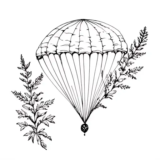 glycine, mimosa and intertwined parachutist tattoo design idea
