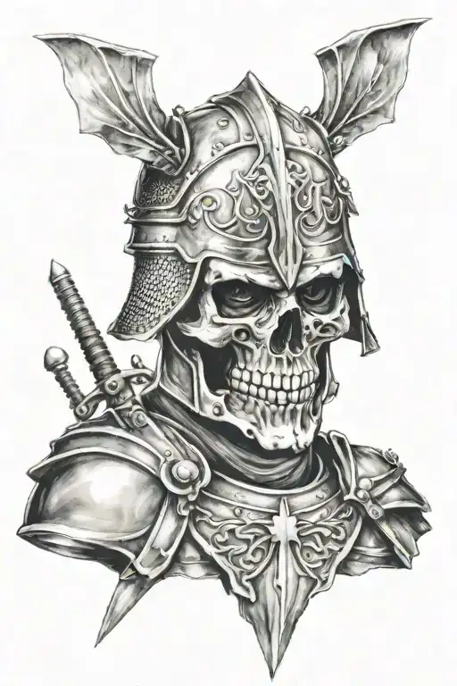 skull and templar knight tattoo design idea