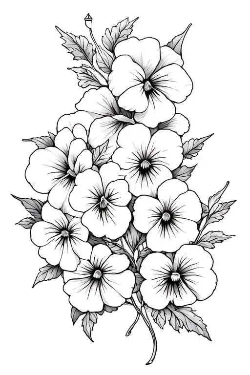 crown and pansies surrounding tattoo design idea