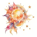 moon sun stars tattoo design idea