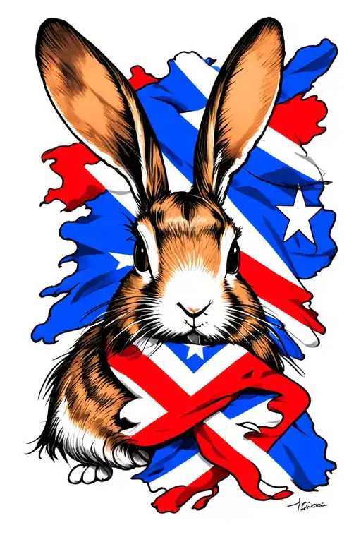 Bad Bunny puerto Rico flag/cultural items tattoo design idea