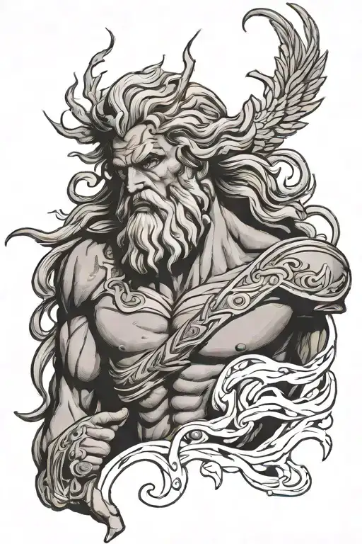 Zeus holding a lightning tattoo design idea