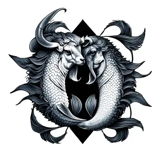 taurus and pisces mixed together symbolizing love tattoo design idea