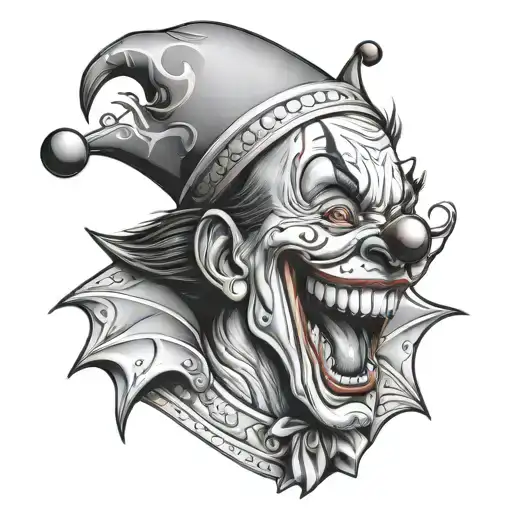 Chicano art clown laughing tattoo design idea