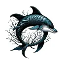 Kelp shaped like a dolphin tattoo design idea