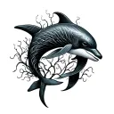 Kelp shaped like a dolphin tattoo design idea